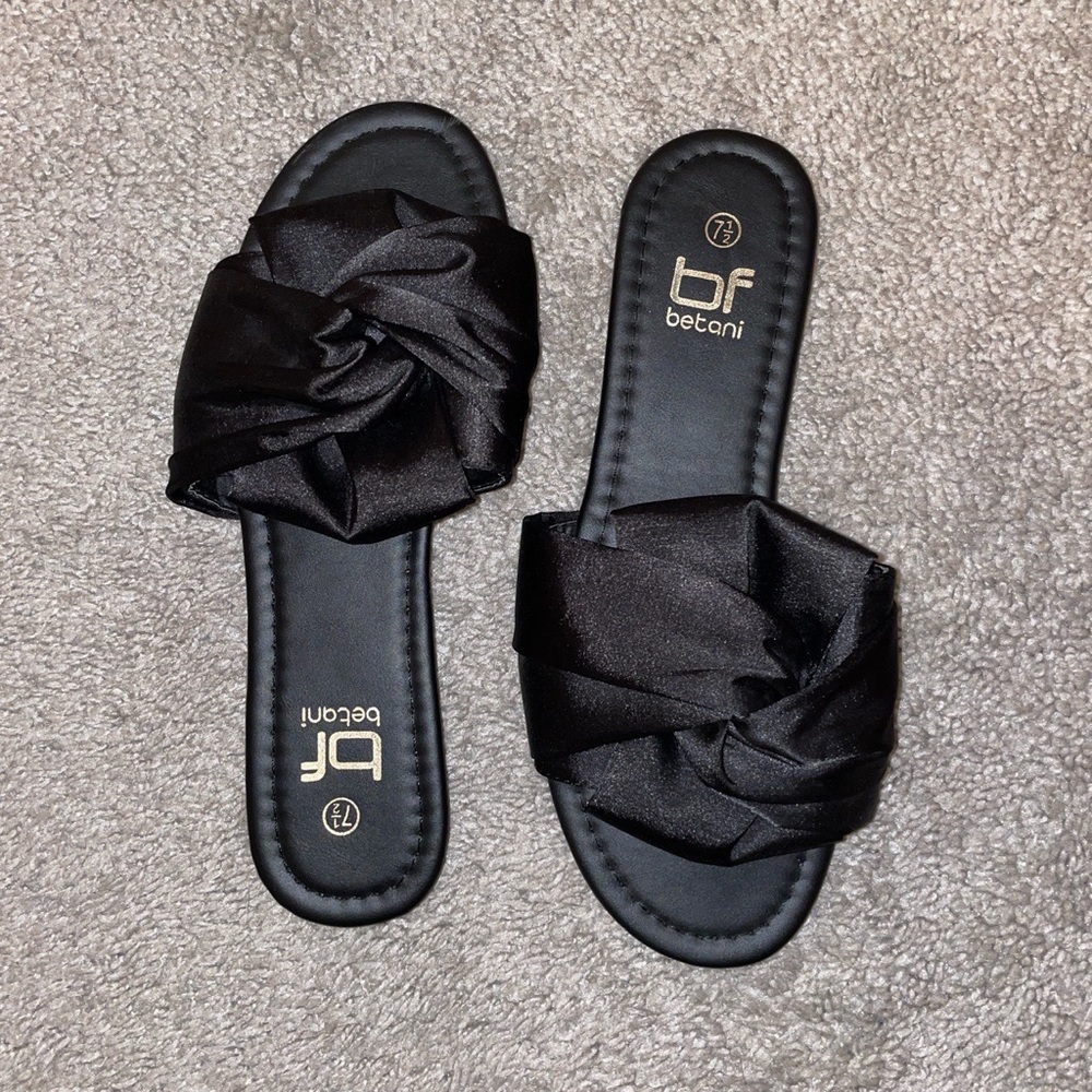 Black silk flats